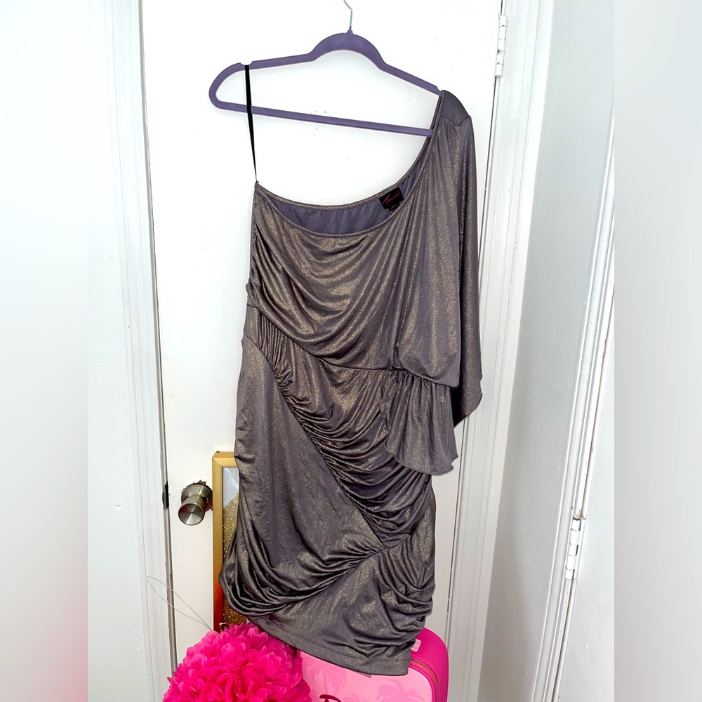 Elegant One-Shoulder Gray Bodycon Dress